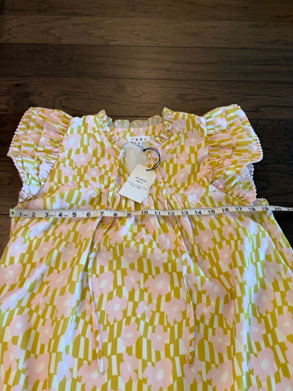 THML Pink and Yellow Ruffle-Sleeve Shift Dress - Picture 10 of 11